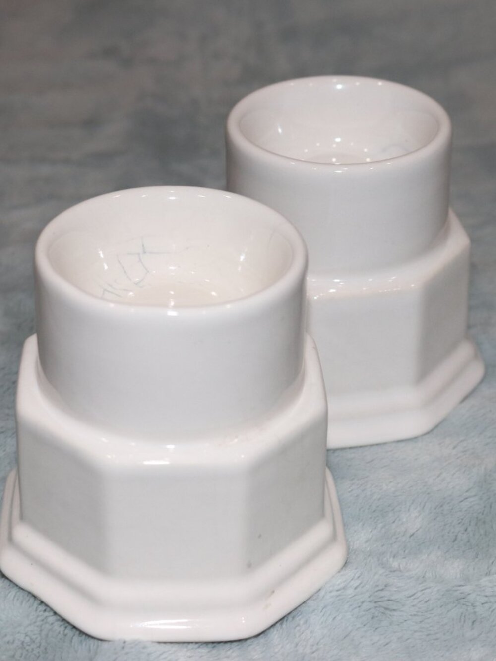 Vintage white milk glass candle holders, pair.